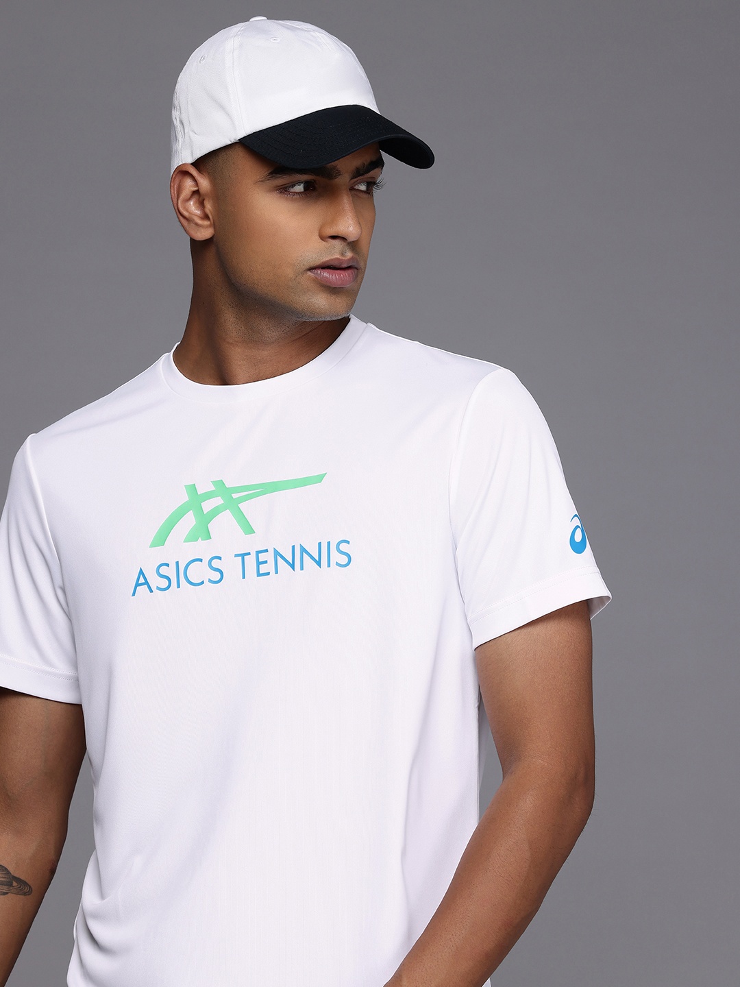 

ASICS Brand Logo Printed Rapid-Dry Tennis T-shirt, White