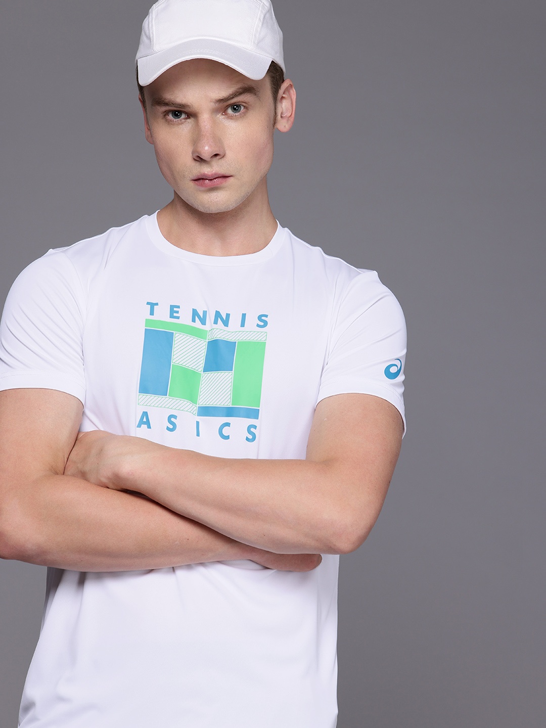 

ASICS Typography Printed Quick Dry Tennis T-shirt, White