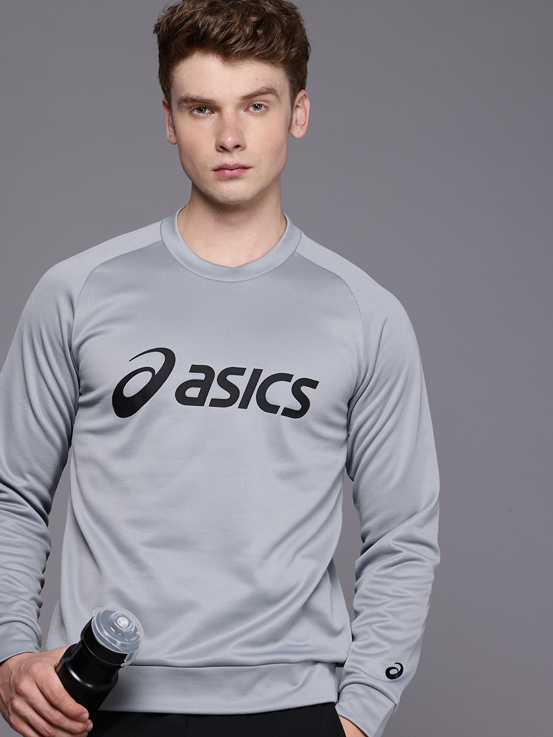 

ASICS Brand Logo Printed Raglan Sleeves Outdoor Sweatshirt, Grey