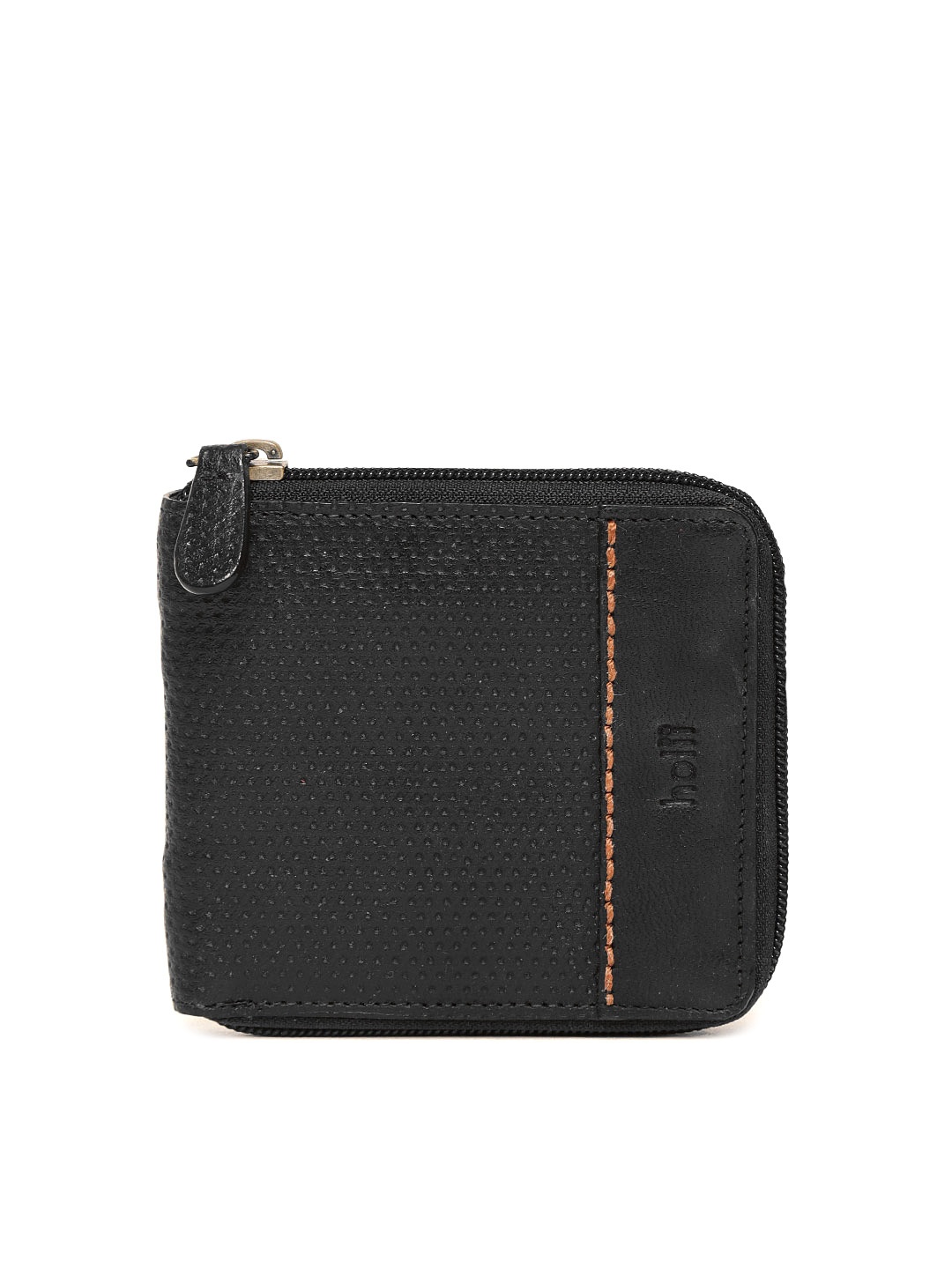 

Holii Men Black Textured Zip Around Wallet