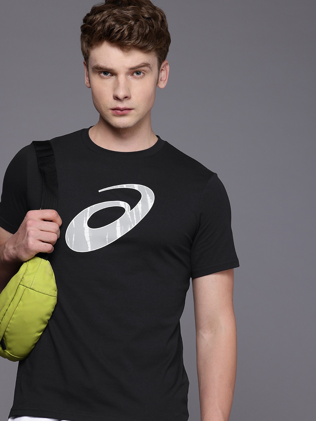 

ASICS Brand Logo Printed Sports T-shirt, Black