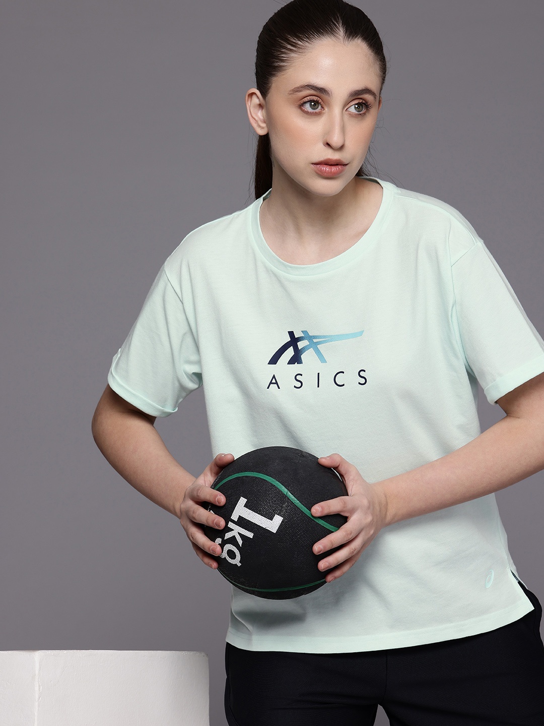 

ASICS Relaxed Fit Brand Logo Printed Training T-shirt, Green