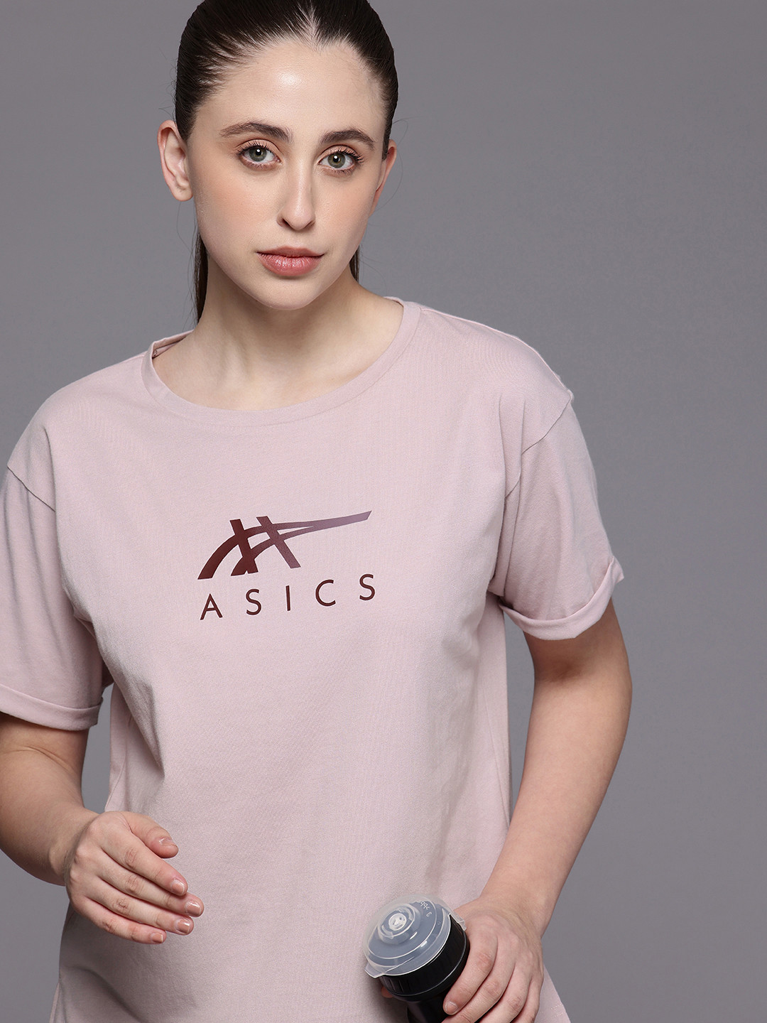 

ASICS Relaxed Fit Brand Logo Printed Training T-shirt, Pink
