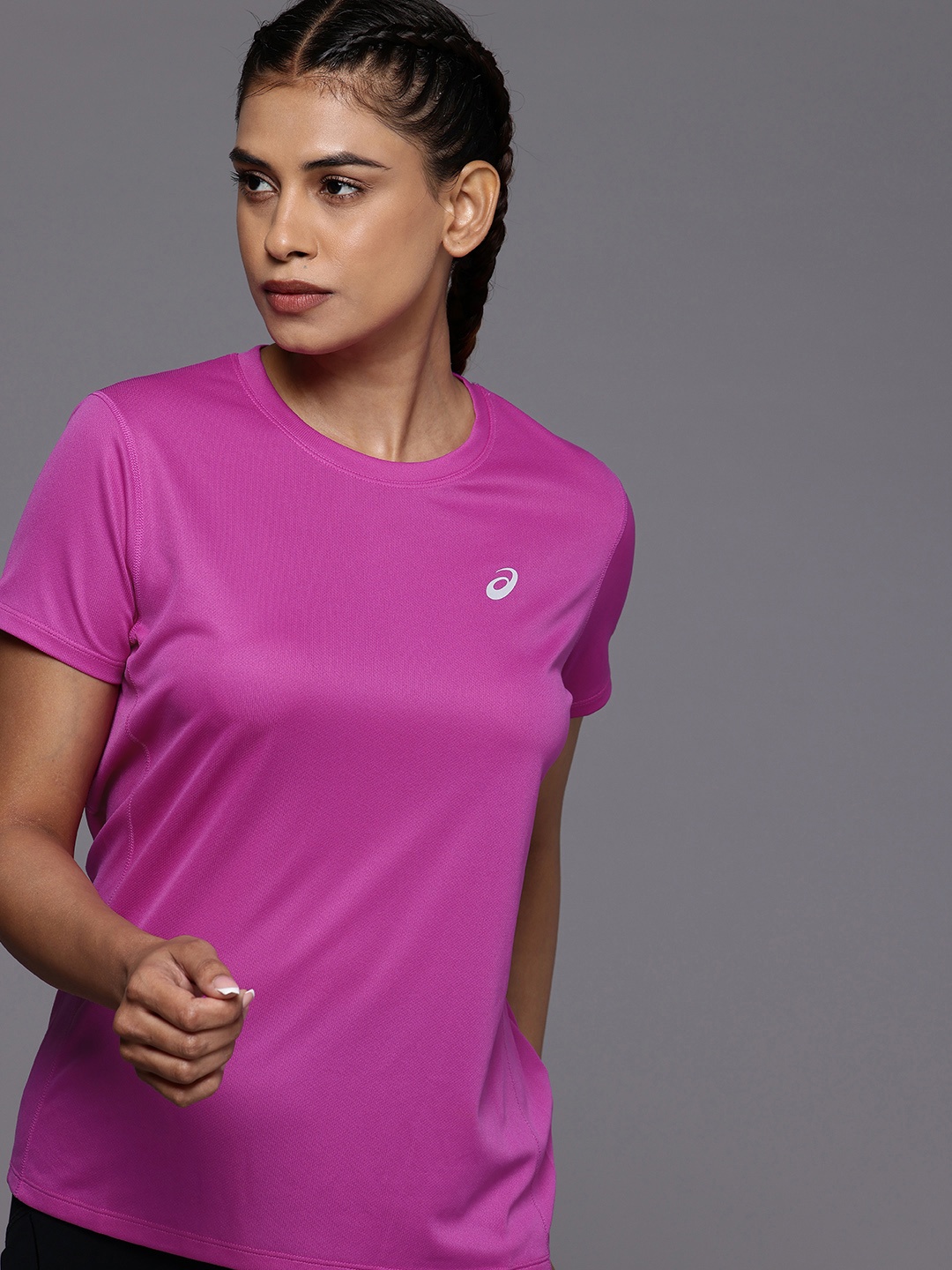 

ASICS Solid T-Shirt, Fuchsia