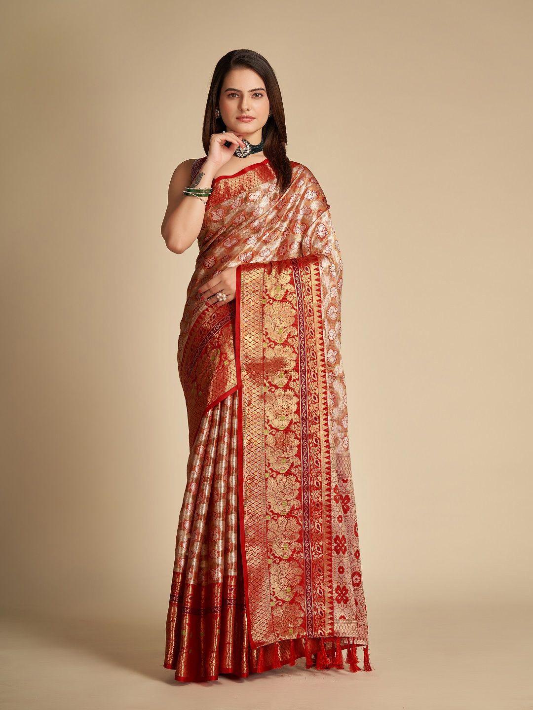 

ORUS Woven Design Zari Banarasi Saree, Brown