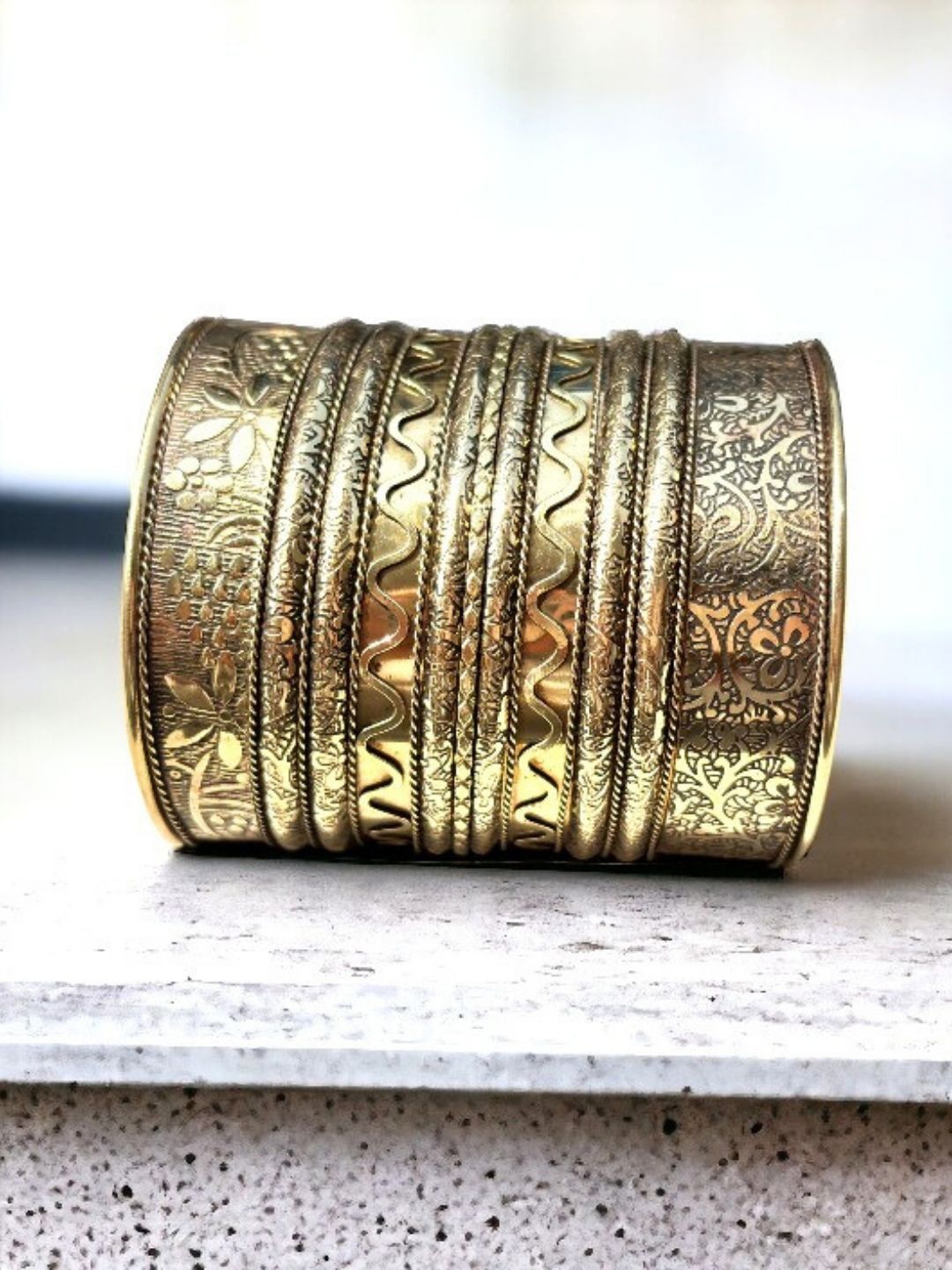 

VIVAZS Gold-Plated Oxidised Cuff Bracelet