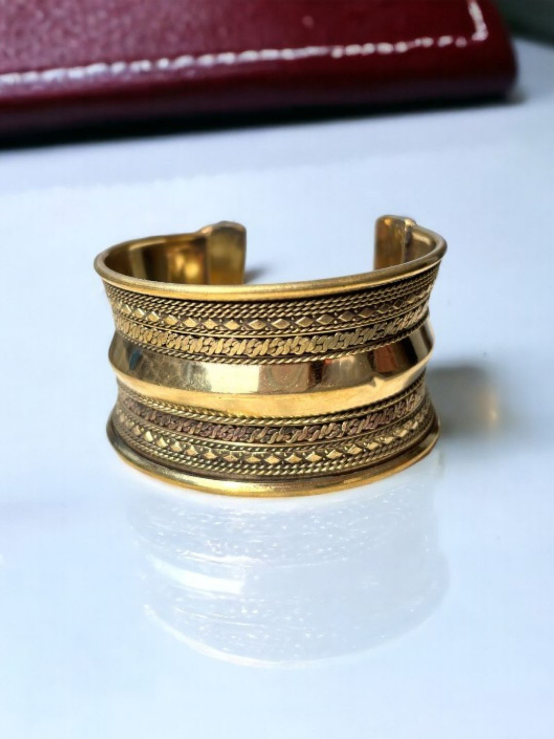 

VIVAZS Gold-Plated Oxidised Cuff Bracelet