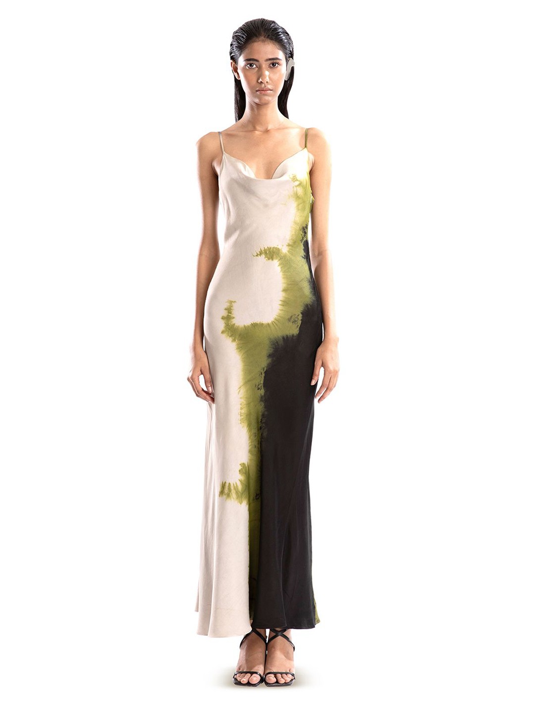 

BLONI Tie and Dye Dyed Maxi Dress, White