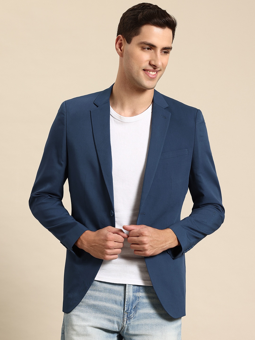 

Mast & Harbour Notched Lapel Single-Breasted Blazer, Blue