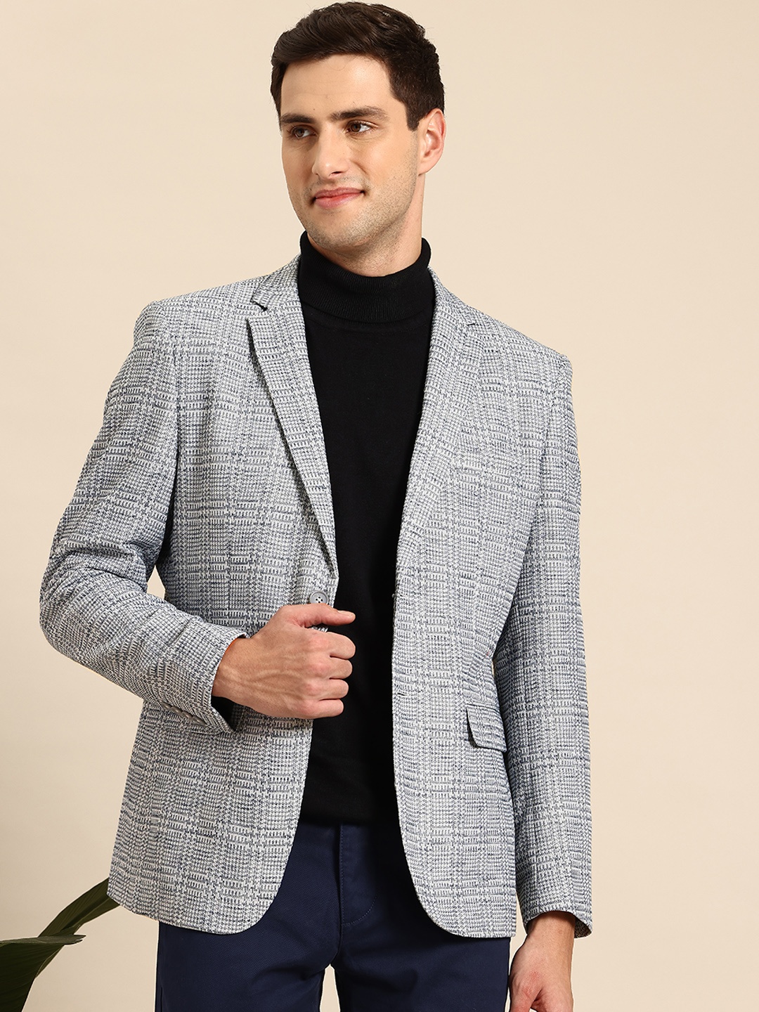 

Mast & Harbour Checked Single-Breasted Formal Blazer, Grey