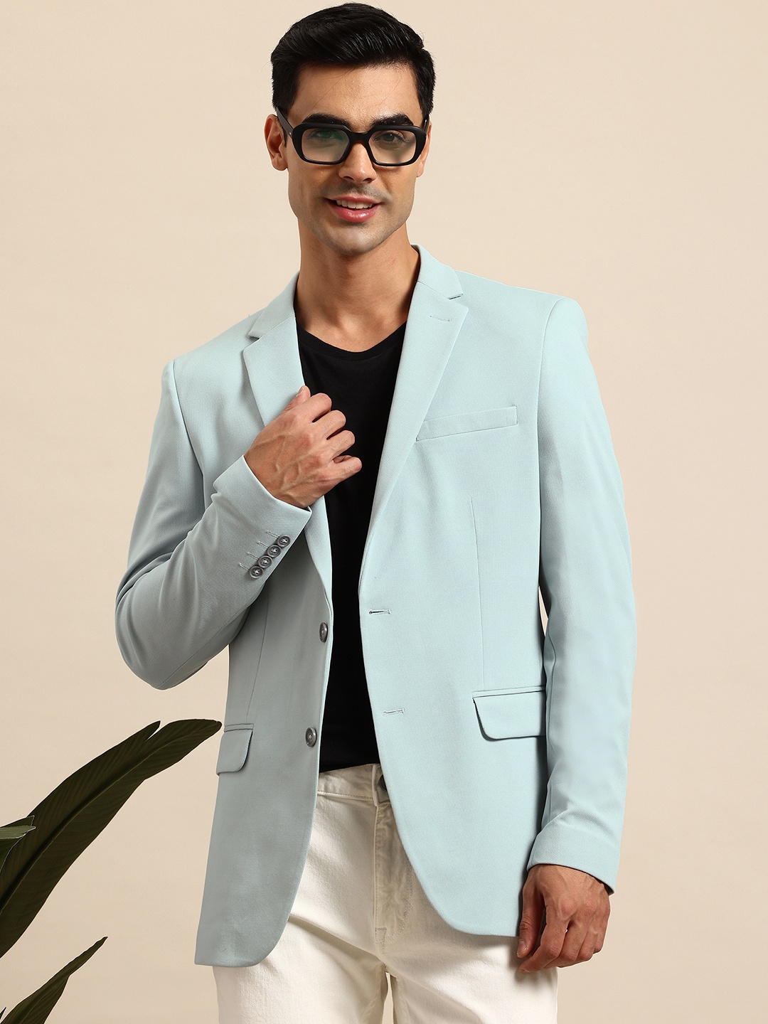 

Mast & Harbour Notched Lapel Single-Breasted Semiformal Blazer, Blue