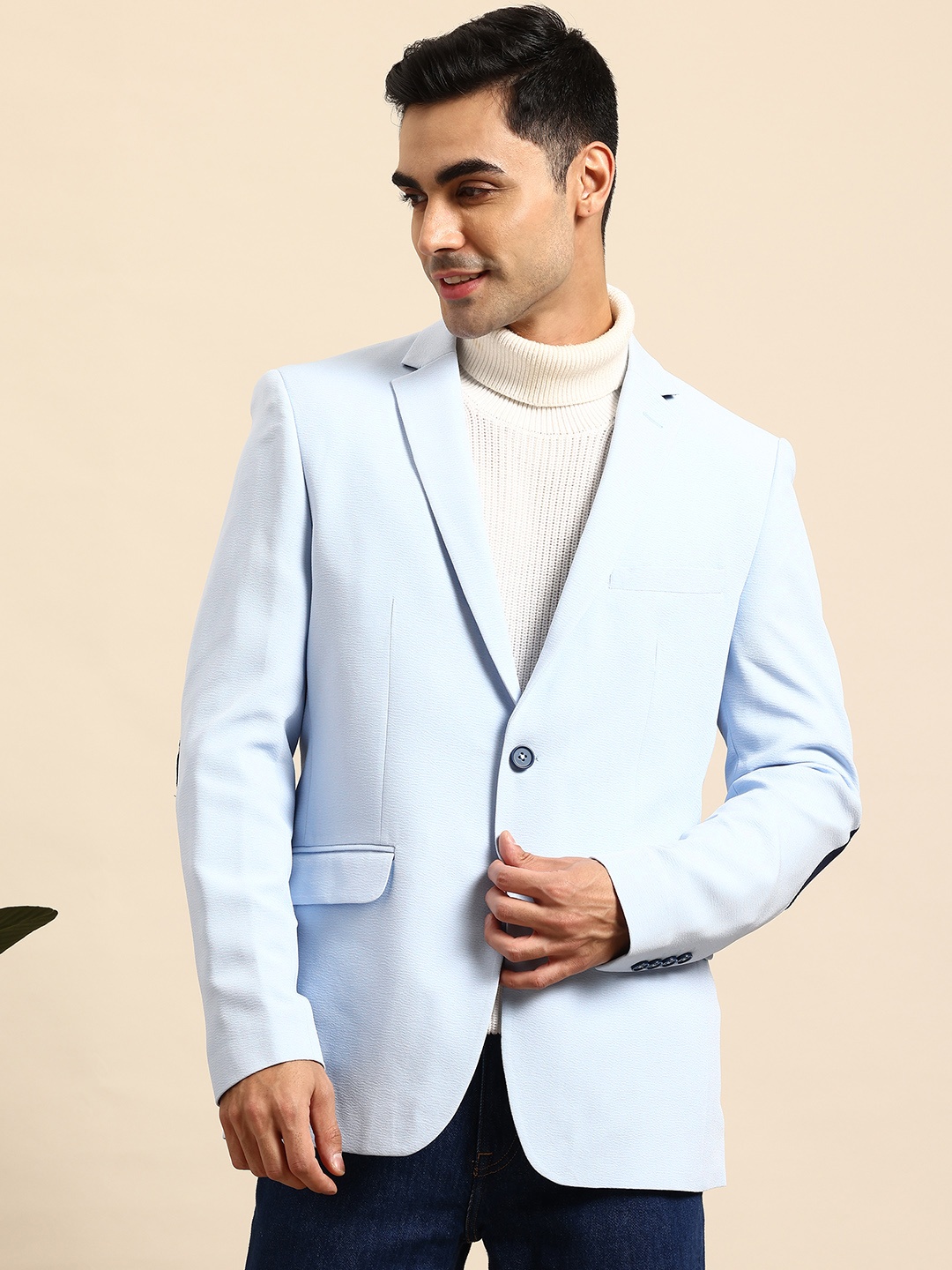 

Mast & Harbour Textured Single-Breasted Formal Blazer, Blue