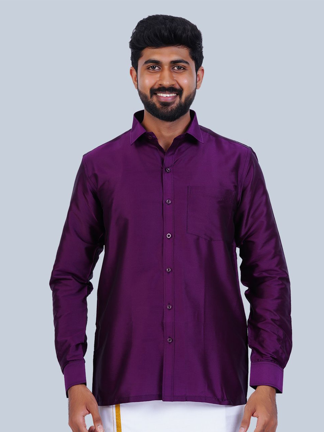 

THANGAMAGAN Men Standard Opaque Party Shirt, Purple