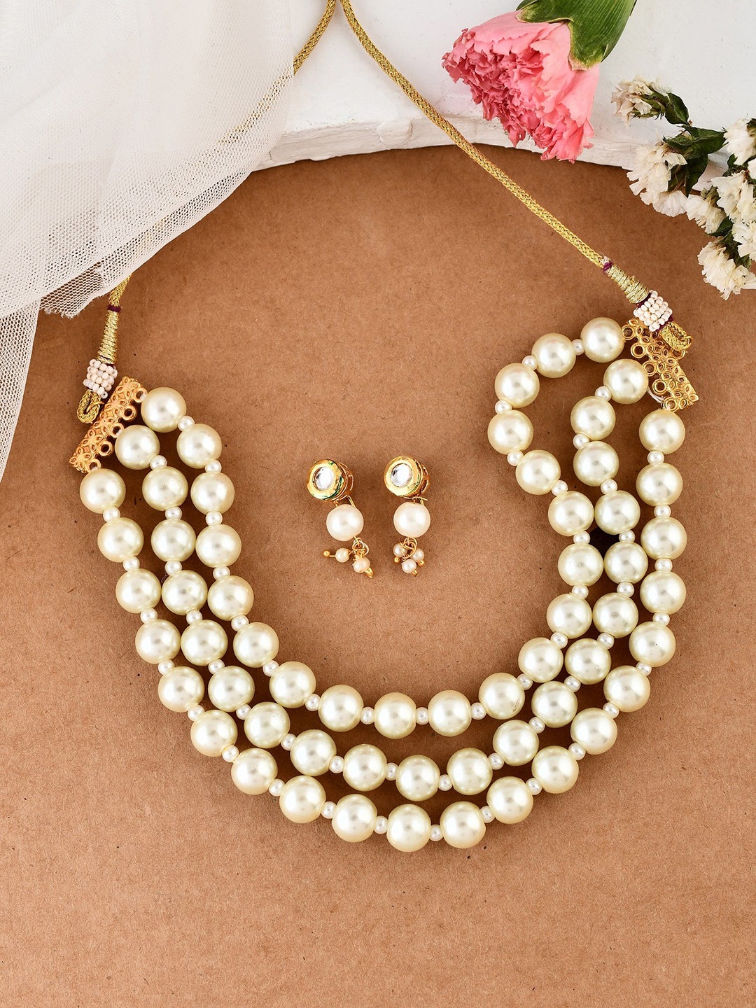 

Silvermerc Designs Gold-Plated Pearl Beaded Jewellery Set