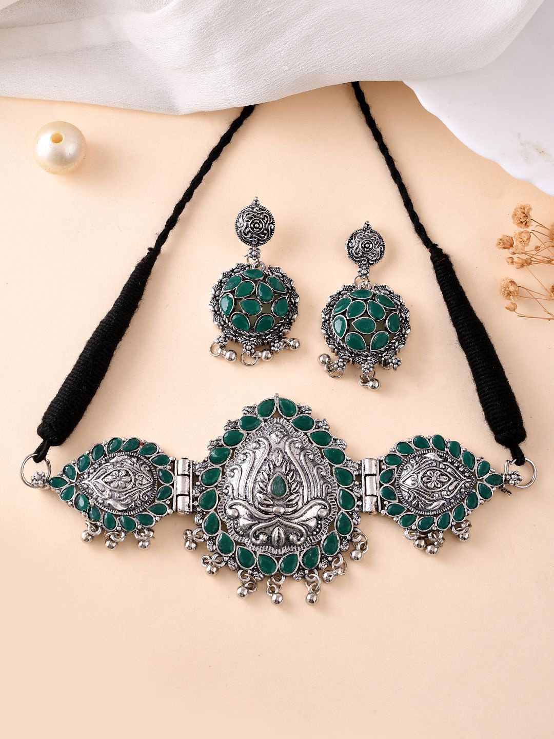 

Silvermerc Designs Silver-Plated Cubic Zirconia Studded Jewellery Set