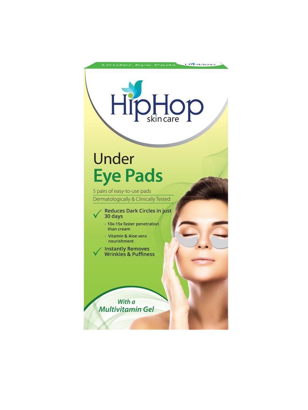 

HipHop Skincare Under Eye Pads with Multivitamin Gel - 5 Easy To Use Pads, Green
