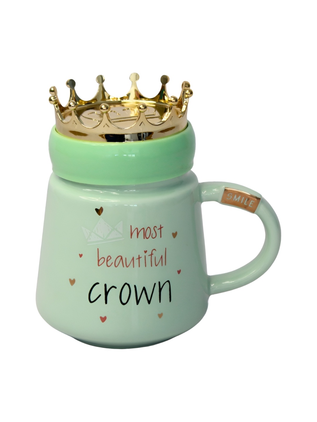 

Izzhaar Kids Green & Gold Toned Printed Ceramic Mug with Crown Lid 400 ml