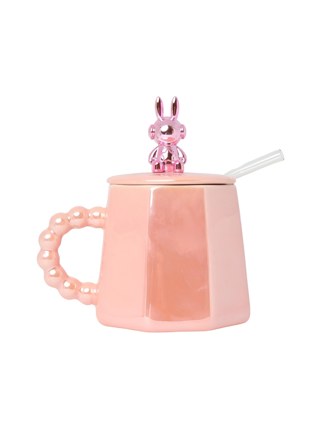 

Izzhaar Kids Pink Ceramic Mug with Glass Straw & Lid 375 ml