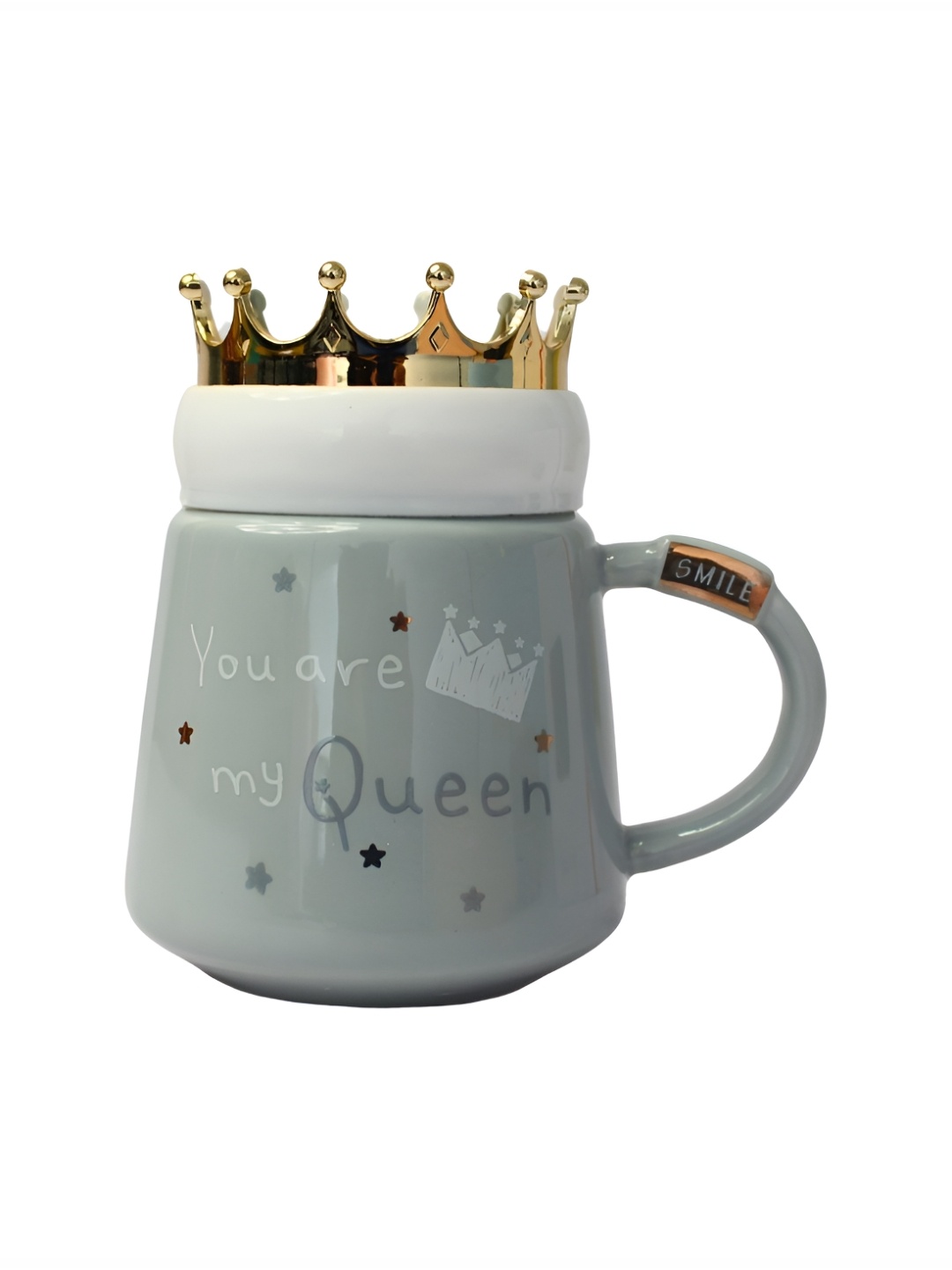 

Izzhaar Kids Grey & White Where's My Crown Printed Ceramic Mug With Crown Lid 400 ml