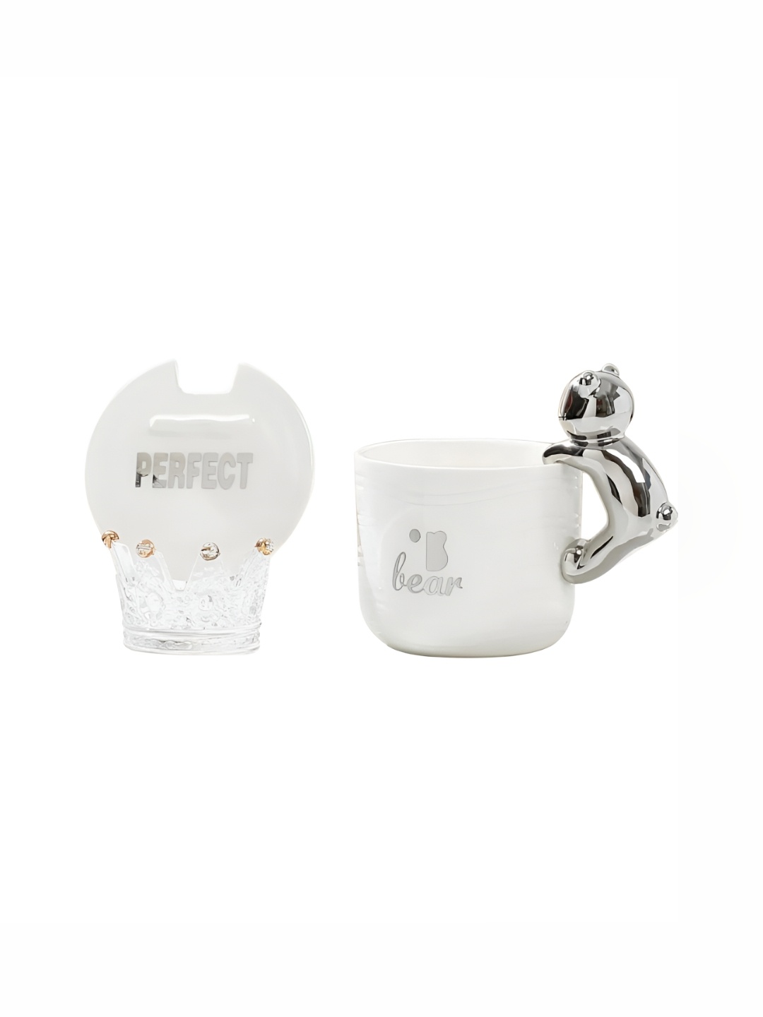 

Izzhaar Kids White & Silver Toned Printed Ceramic Mug 350 ml