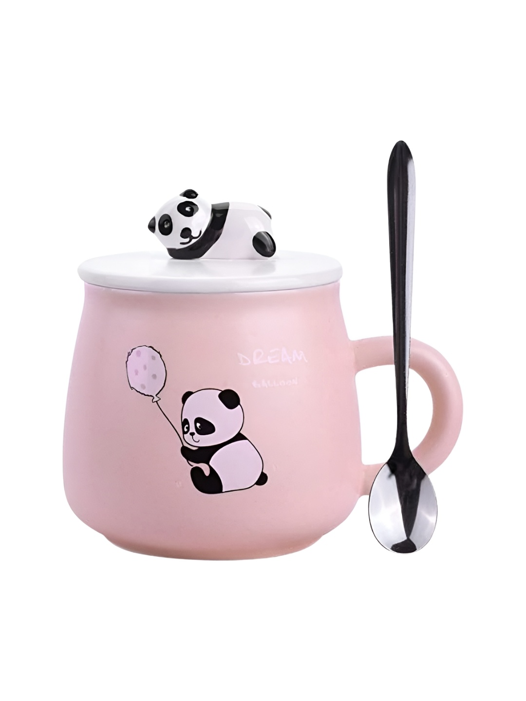 

Izzhaar Kids Pink & White Printed Ceramic Mug With Lid & Spoon 400 ml