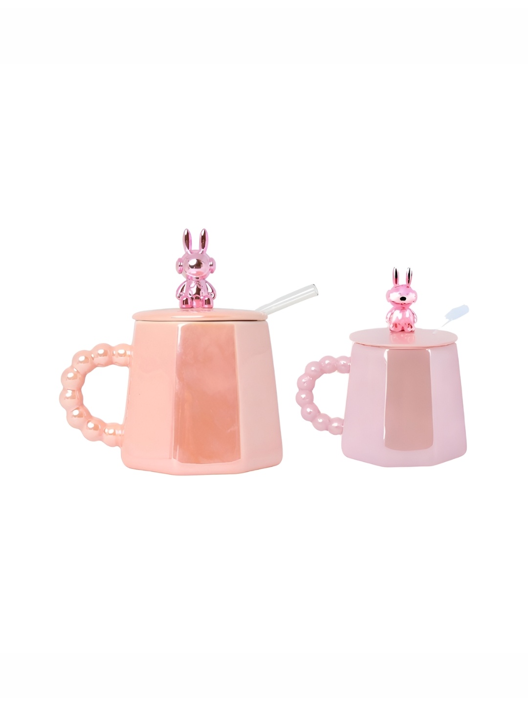 

Izzhaar Unisex Kids Pink & Orange 2 Pieces Ceramic Mugs With Straw 350ml Each