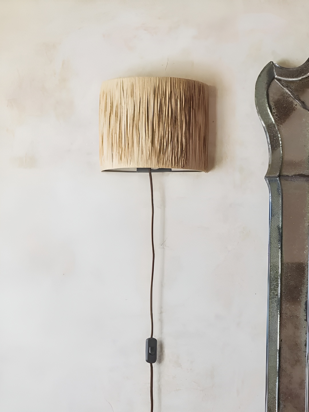 

akway Beige Textured Wooden Contemporary Wall Lamp