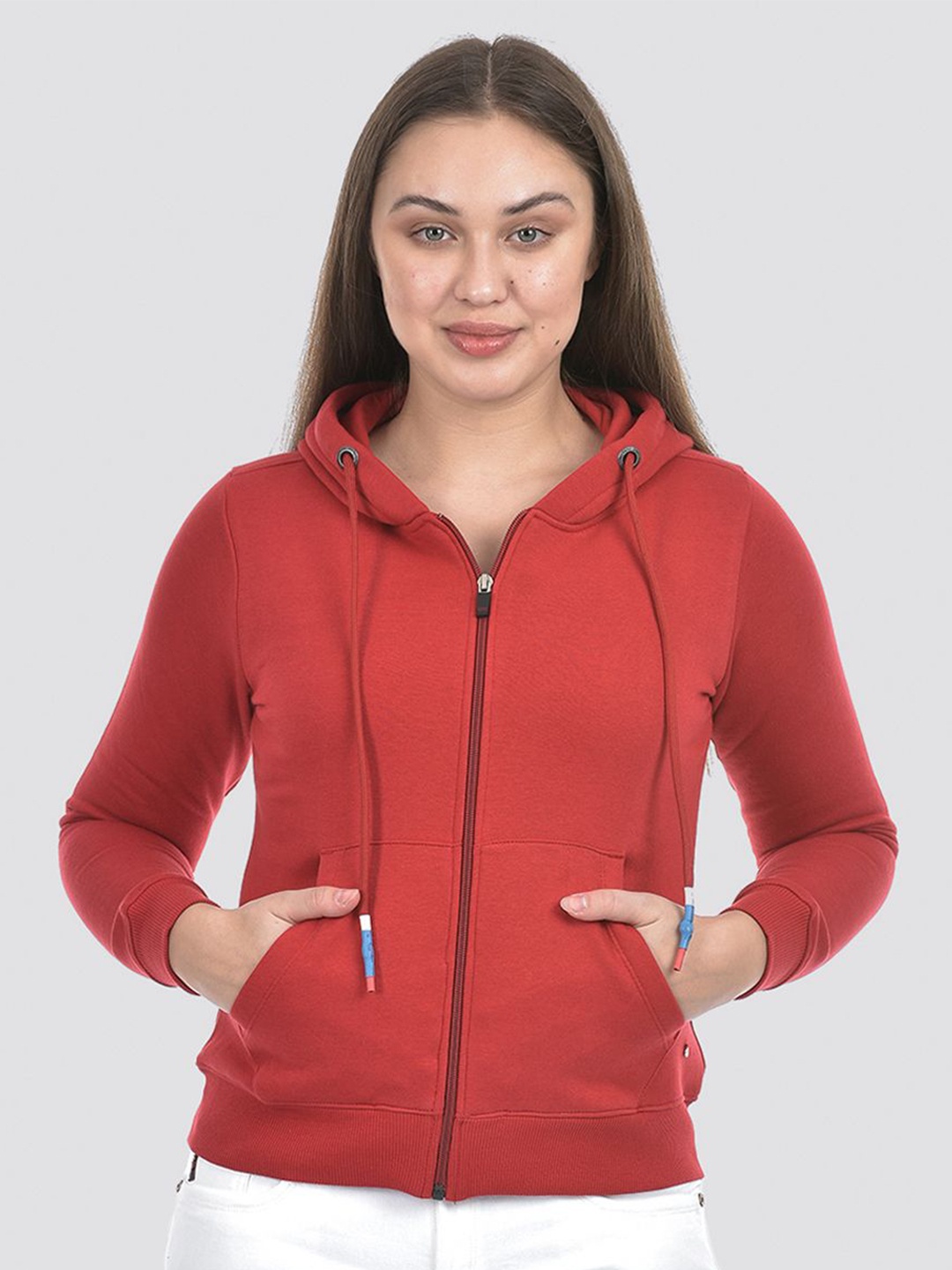 

Numero Uno Women Solid Hooded Sweatshirt, Red