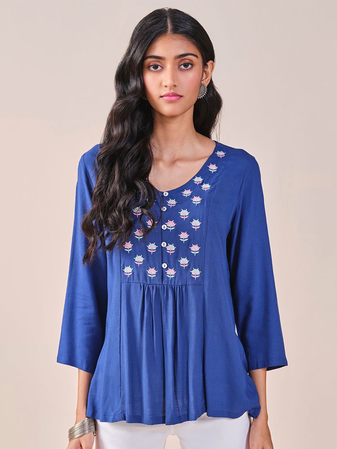 

Global Desi Longline Top, Blue