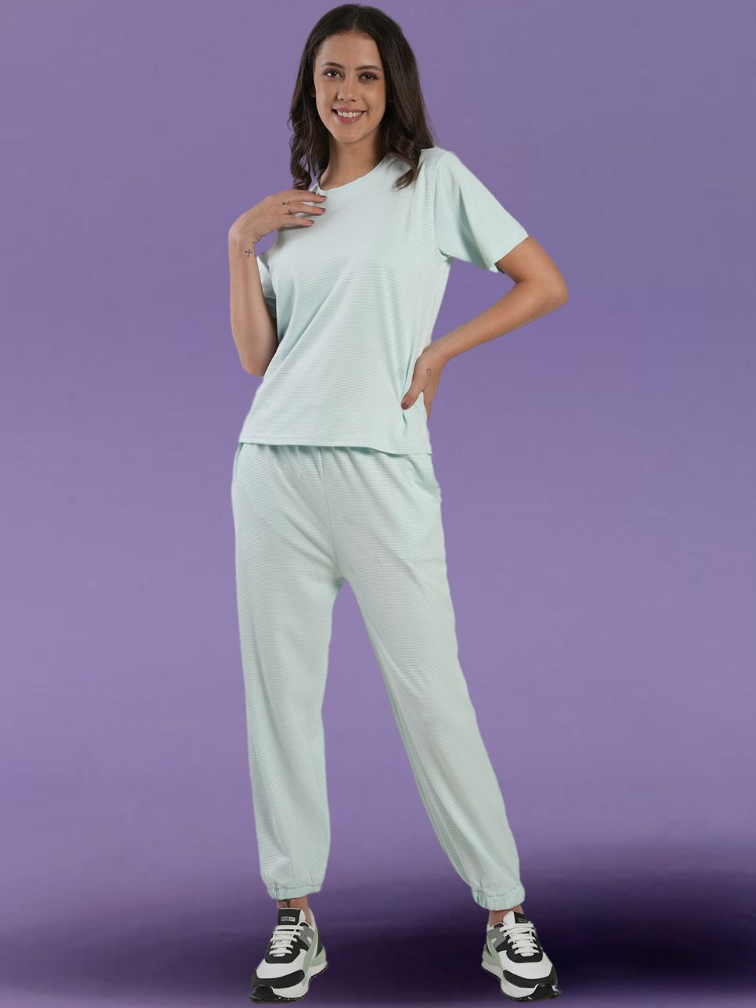 

BAESD Round Neck Short Sleeves T-Shirt With Joggers, Blue