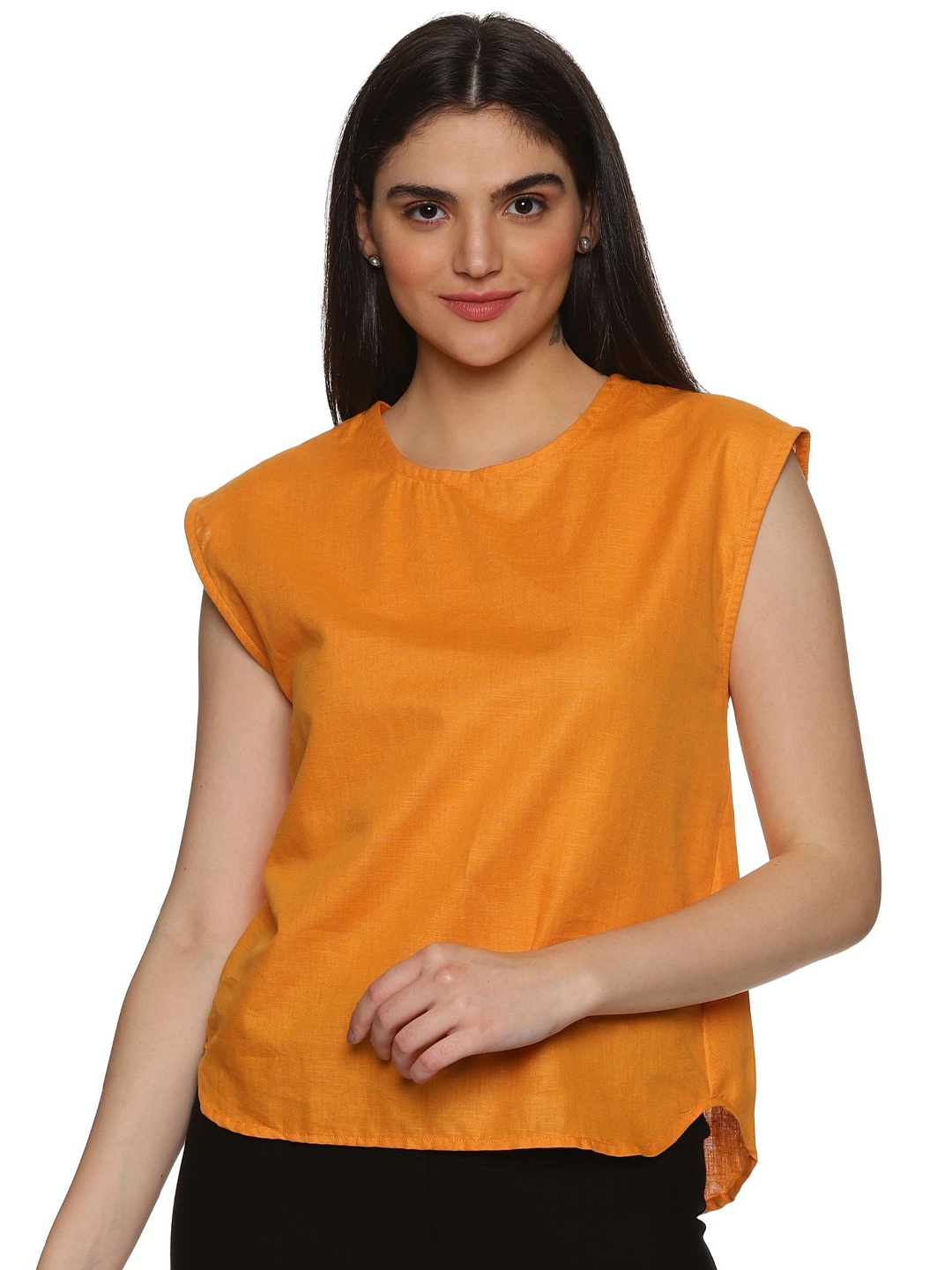

Indyvarna Extended Sleeves Cotton Top, Orange