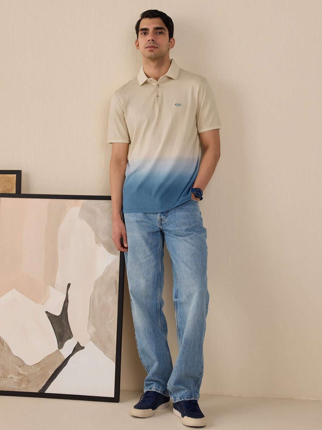 

Andamen Men Polo Collar T-shirt, White