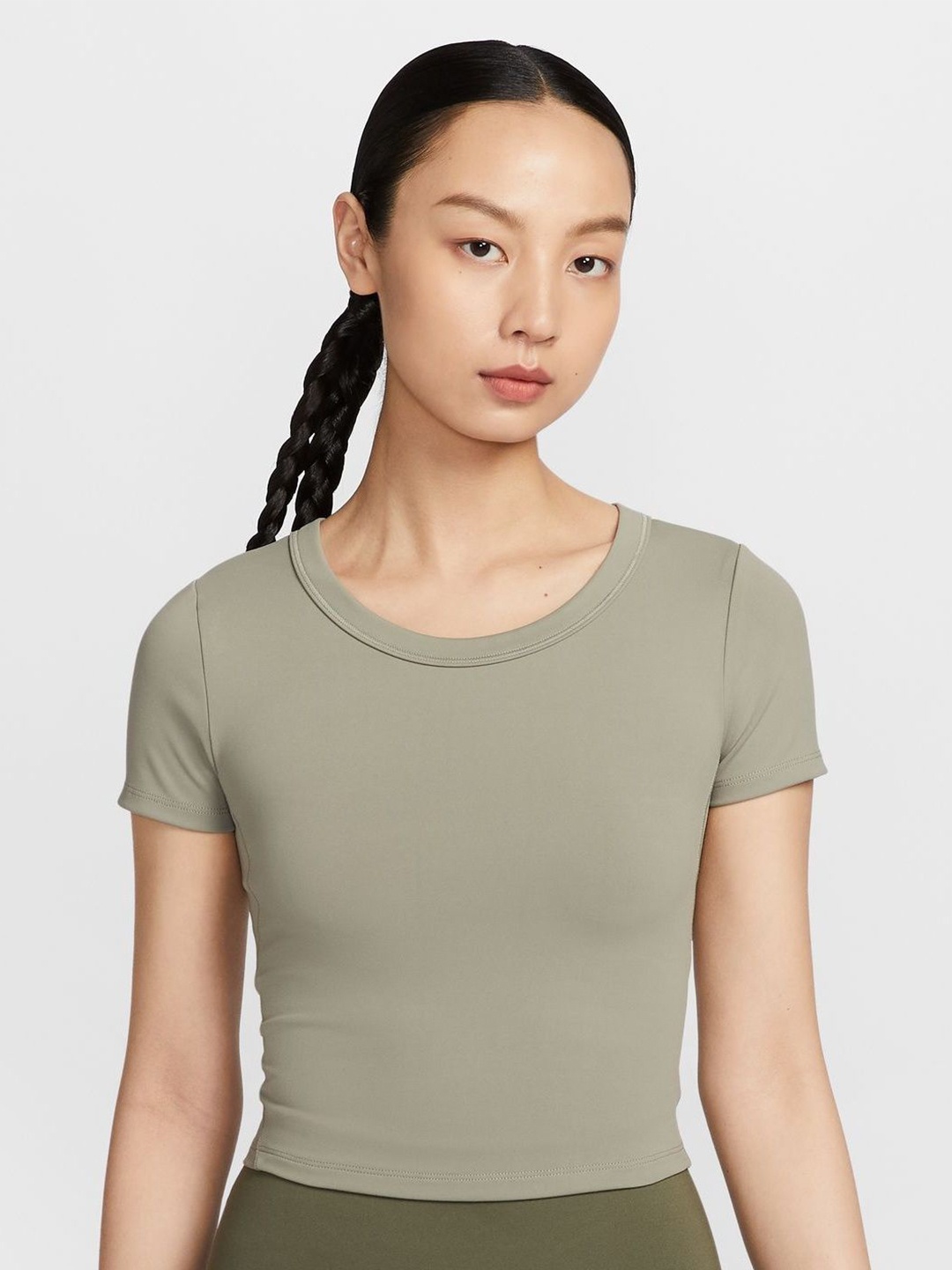 

Nike One Fitted Women's Dri-FIT Short-Sleeve Cropped Top, Khaki