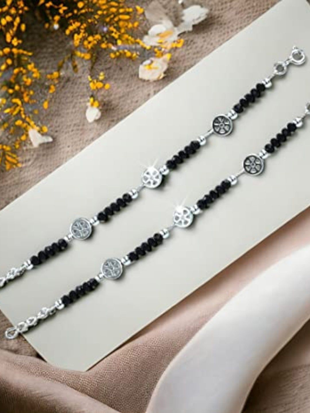 

Taraash Kids Set Of 2 925 Sterling Silver Beaded Link Bracelets