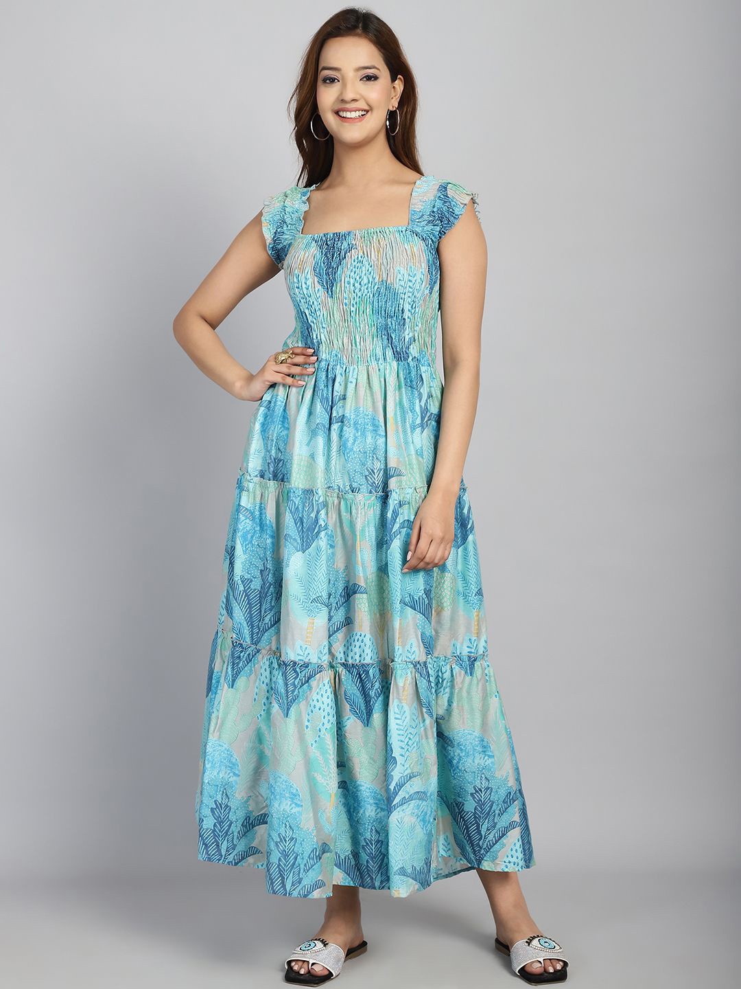 

KALINI Tropical Printed Maxi Dress, Blue