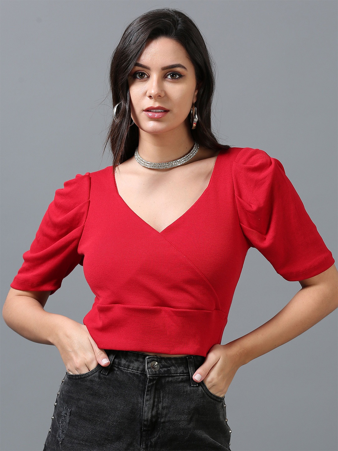 

SILISOUL Wrap Top, Red