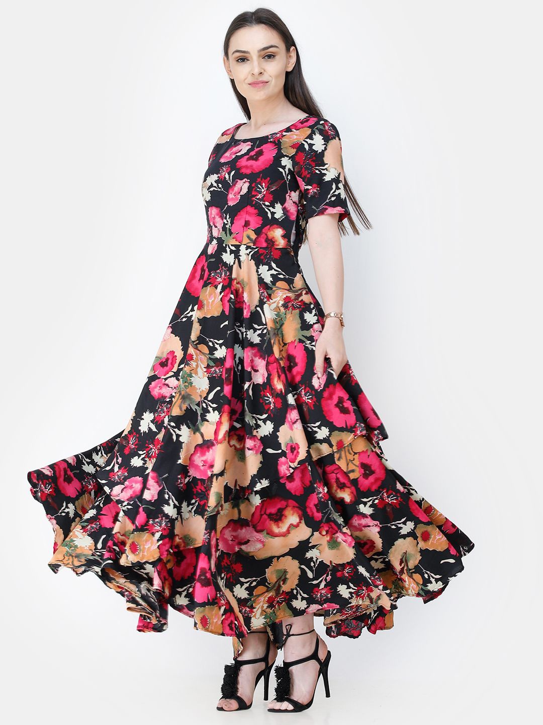 

BAESD Floral Print Crepe Maxi Dress, Black