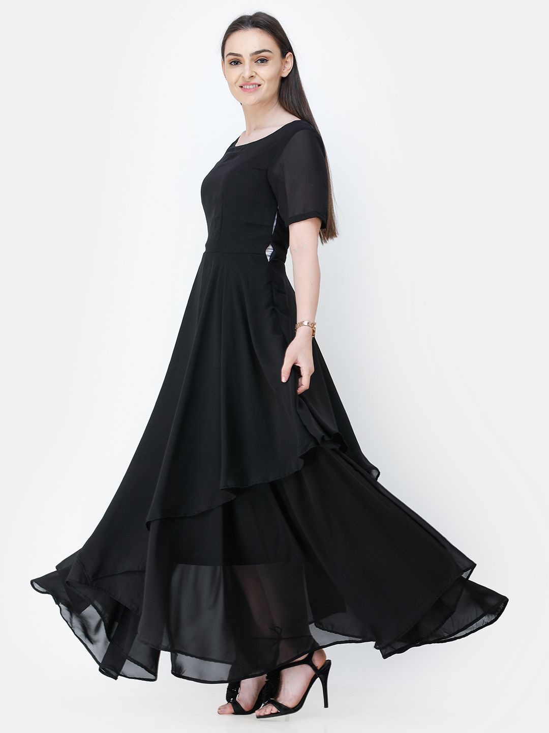 

BAESD Georgette Maxi Dress, Black