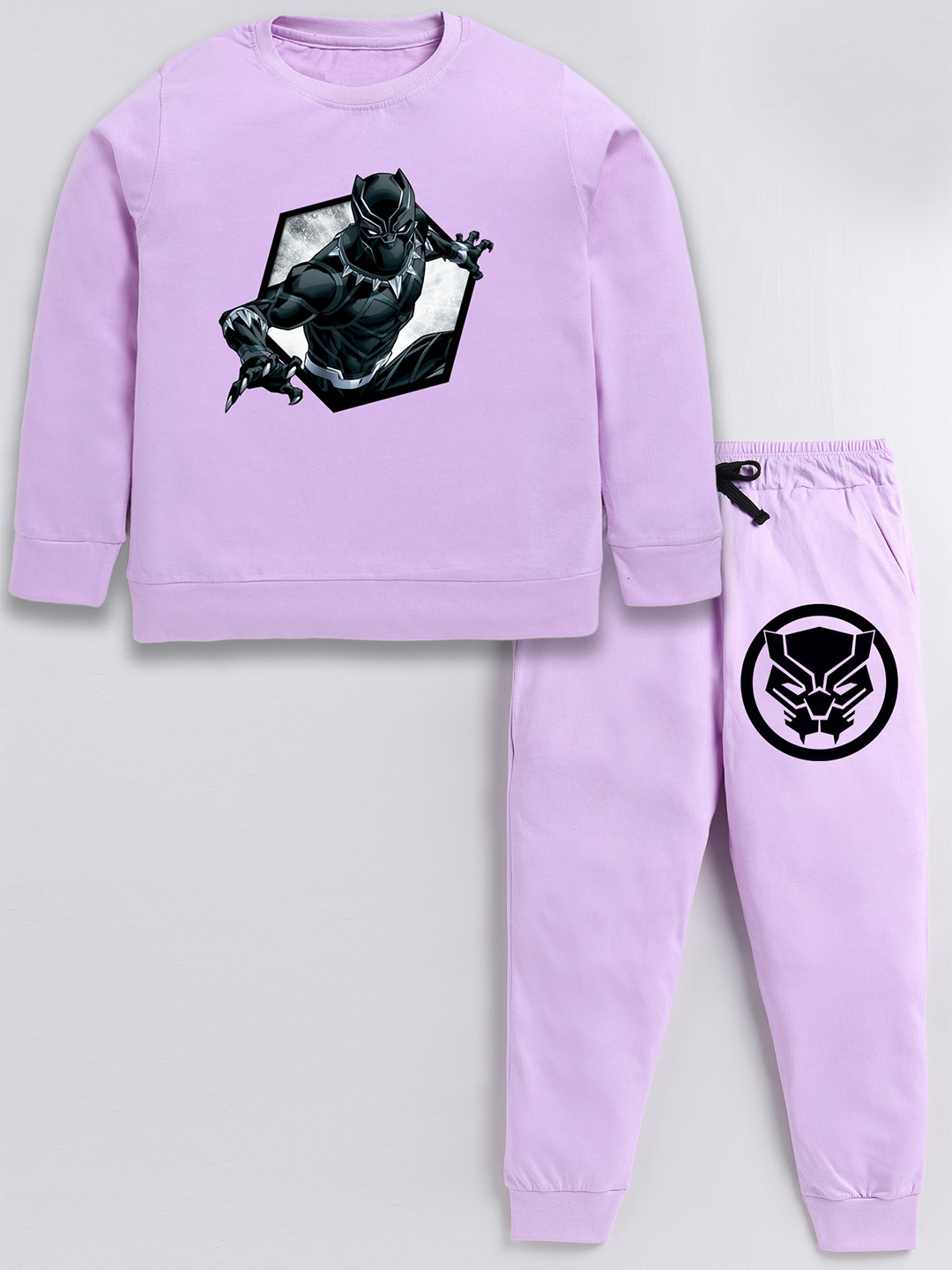 

BAESD Boys Printed Pure Cotton T-shirt With Trousers, Purple