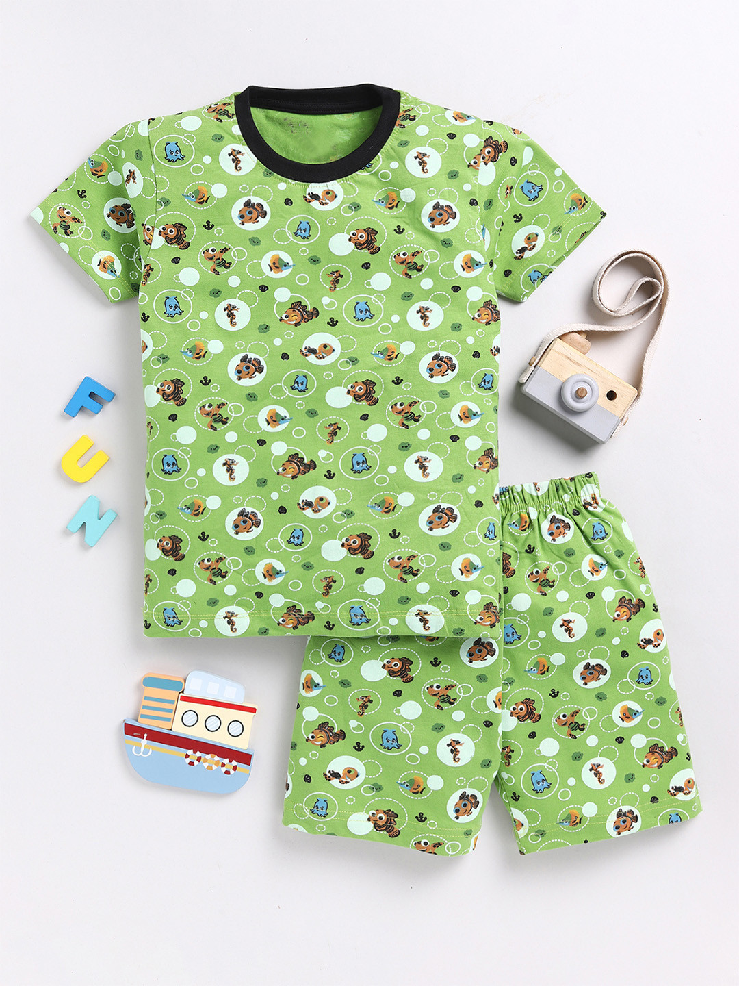 

BAESD Boys Printed Pure Cotton T-shirt With Short, Green