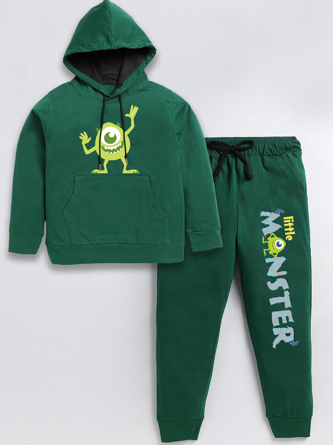 

BAESD Boys Printed Hooded Pure Cotton Sweatshirt And Joggers, Green