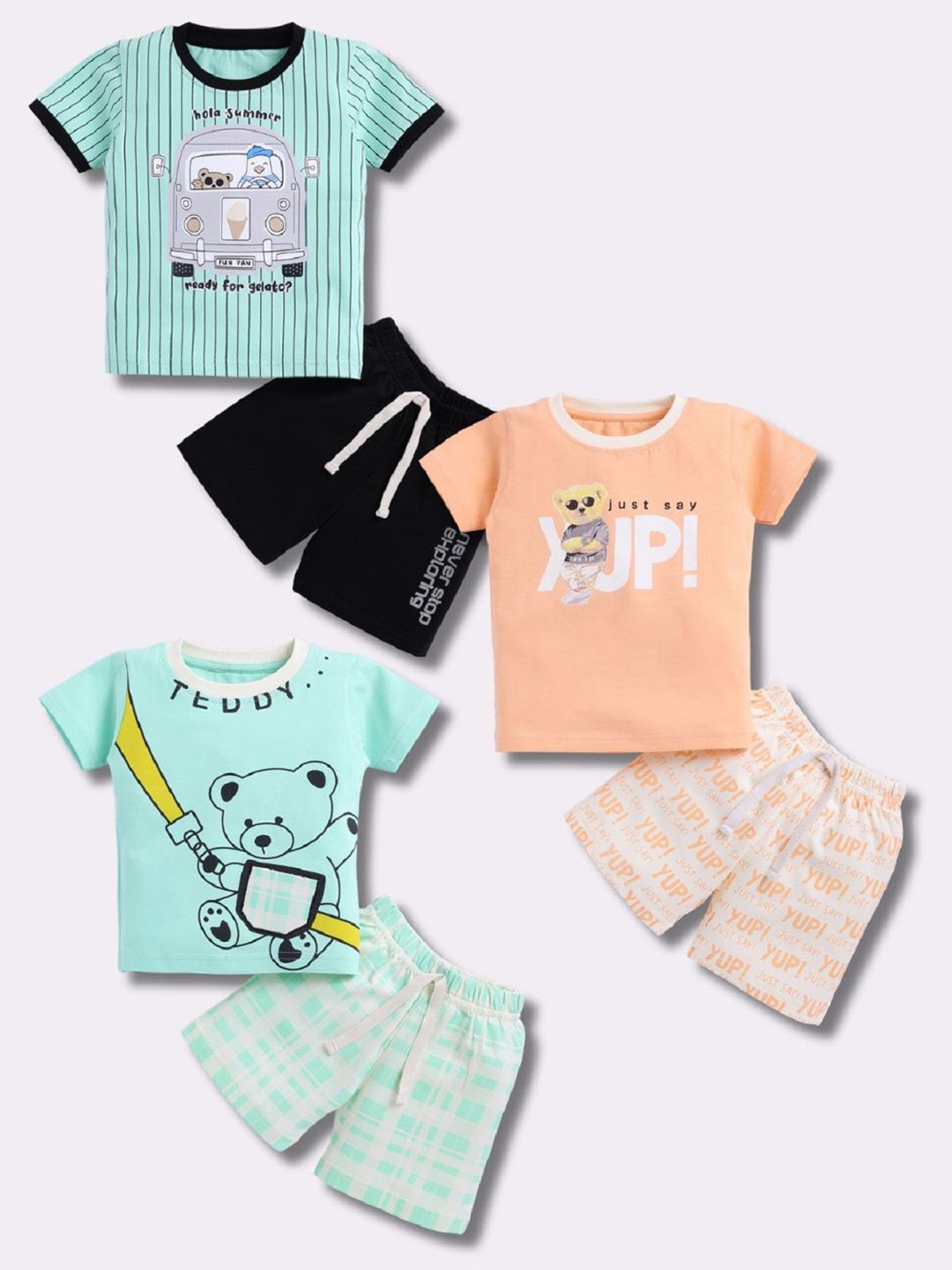 

BAESD Boys Pack of 3 Printed Pure Cotton Clothing Set, Blue