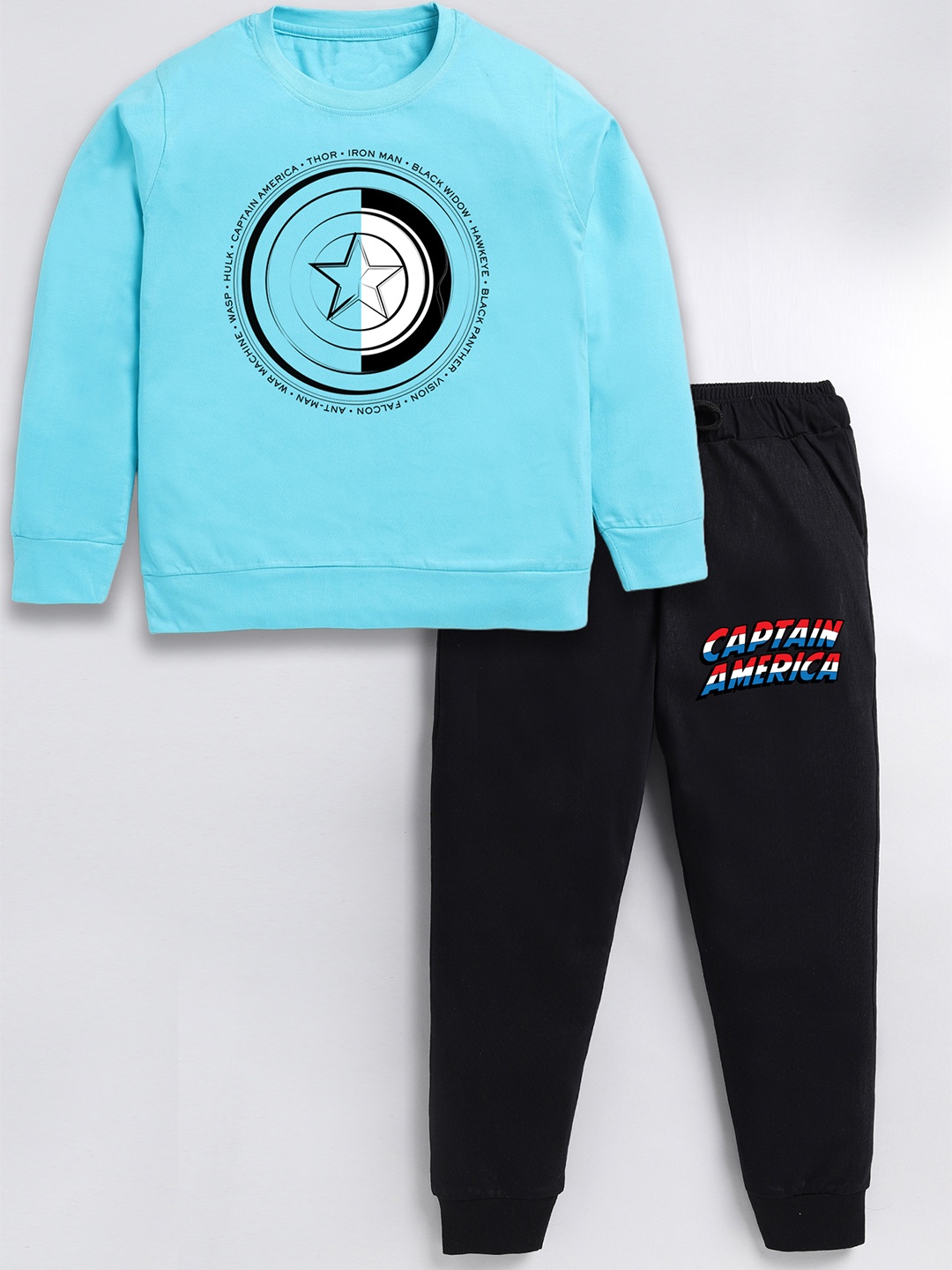 

BAESD Boys Typography Printed Pure Cotton T-shirt With Trousers, Blue