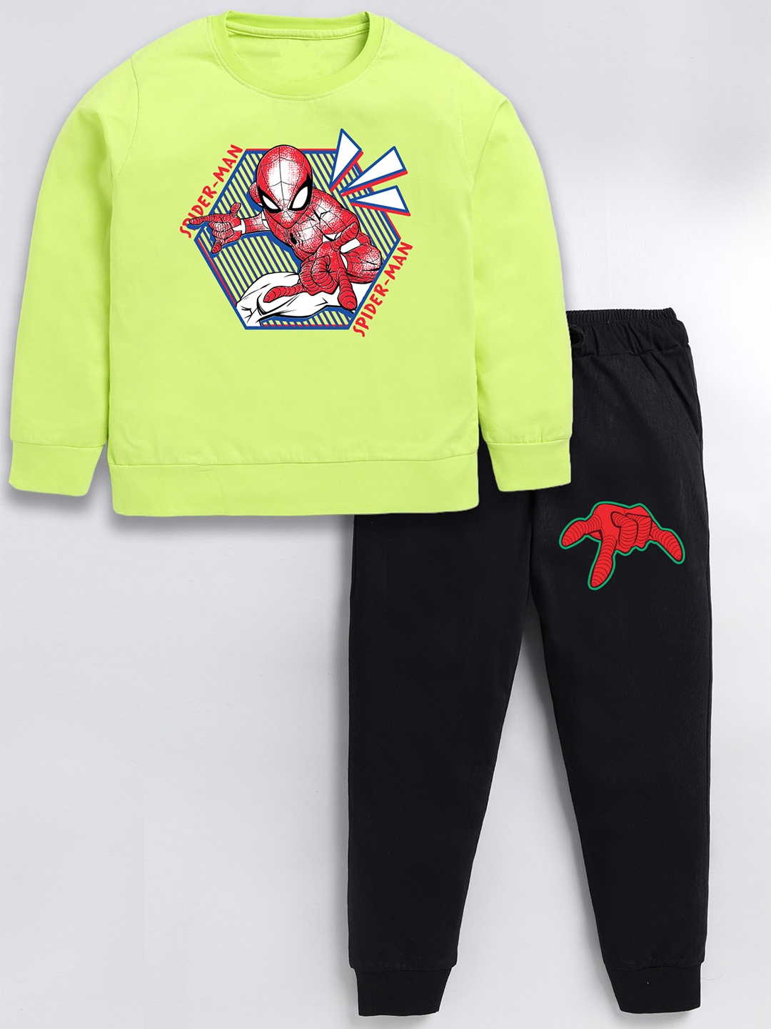 

BAESD Boys Printed Pure Cotton T-shirt & Joggers, Lime green