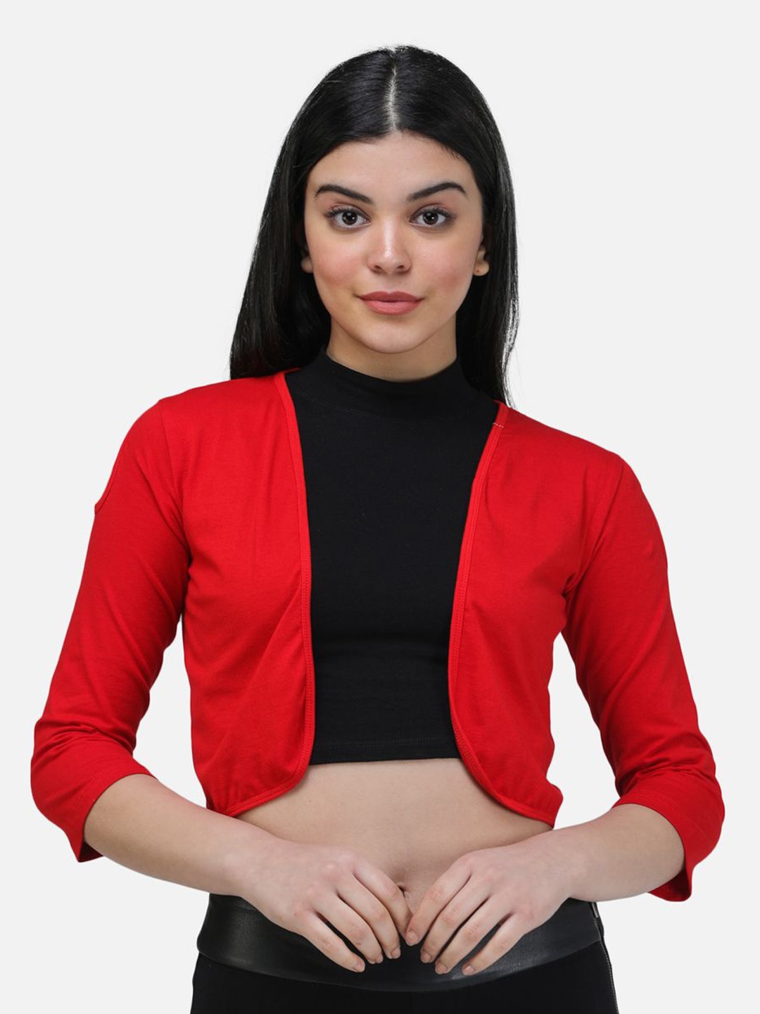 

BAESD Open Front Cotton Crop Shrug, Red