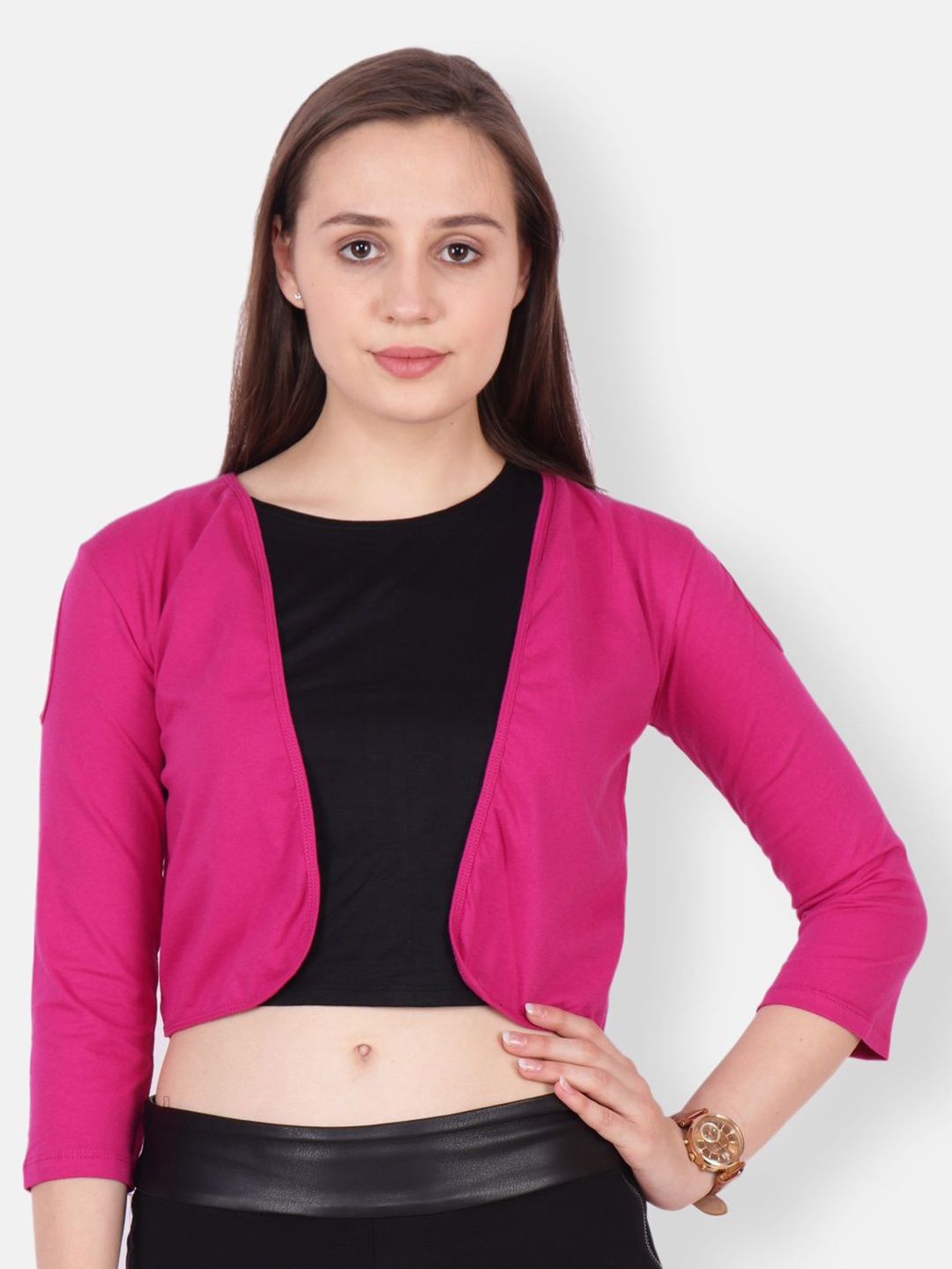 

BAESD Open Front Cotton Crop Shrug, Magenta