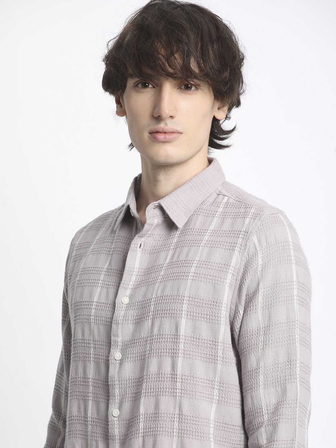 

THE BEAR HOUSE Men Slim Fit Opaque Checked Casual Shirt, Grey