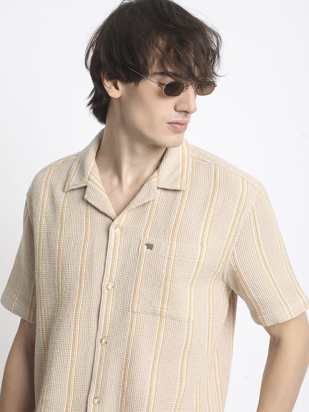 

THE BEAR HOUSE Men Opaque Checked Regular Fit Casual Shirt, Beige