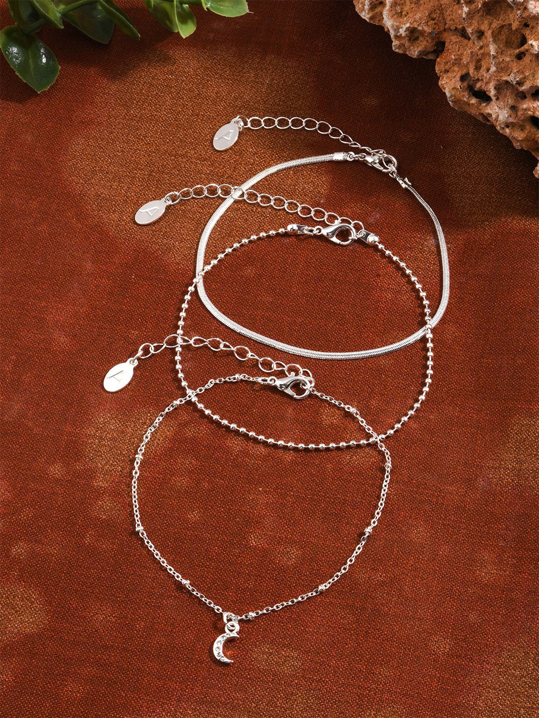 

Accessorize Set of 3 Crystals Anklet, Silver