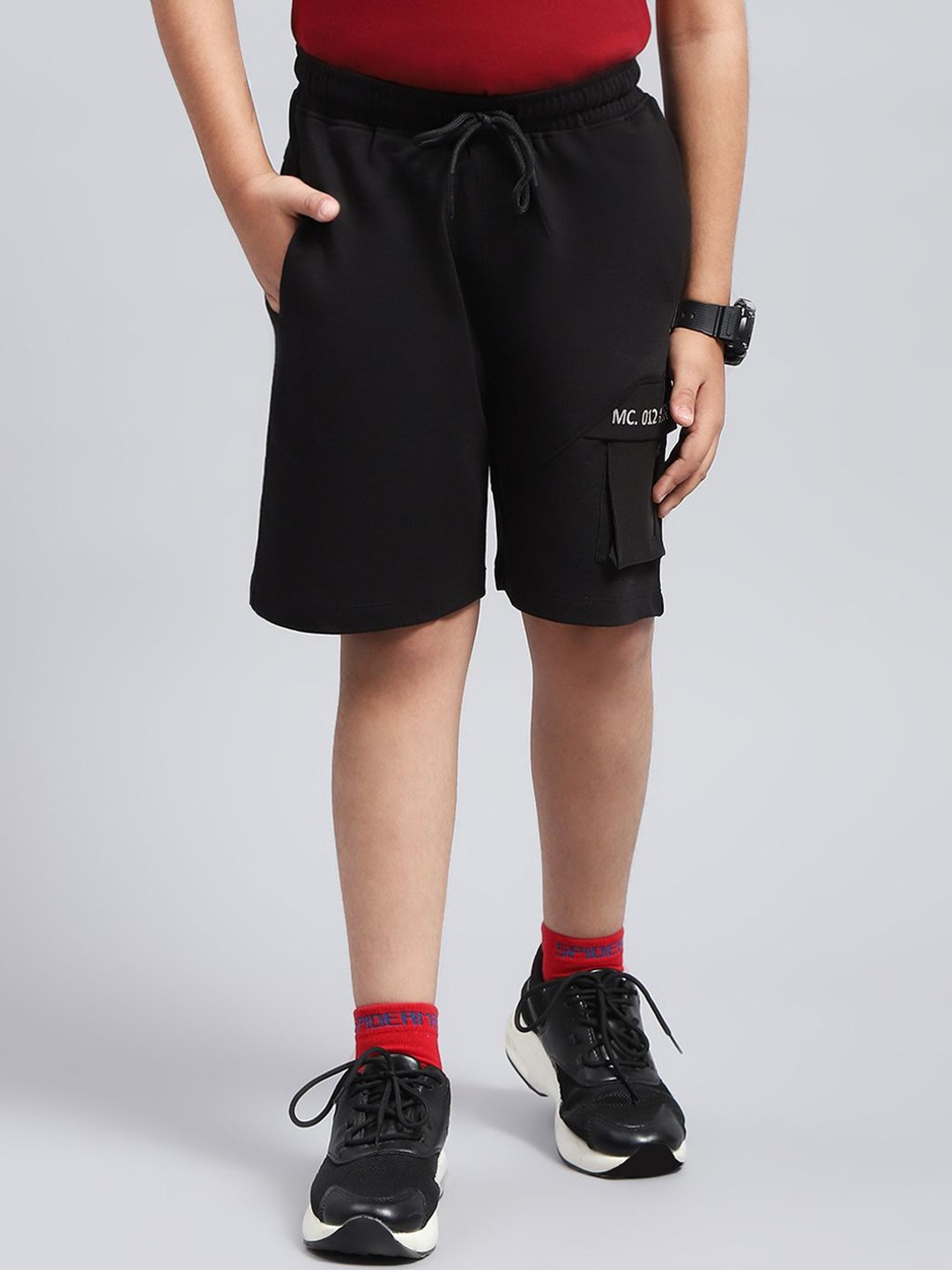 

Monte Carlo Boys Mid-Rise Cotton Sports Shorts, Black